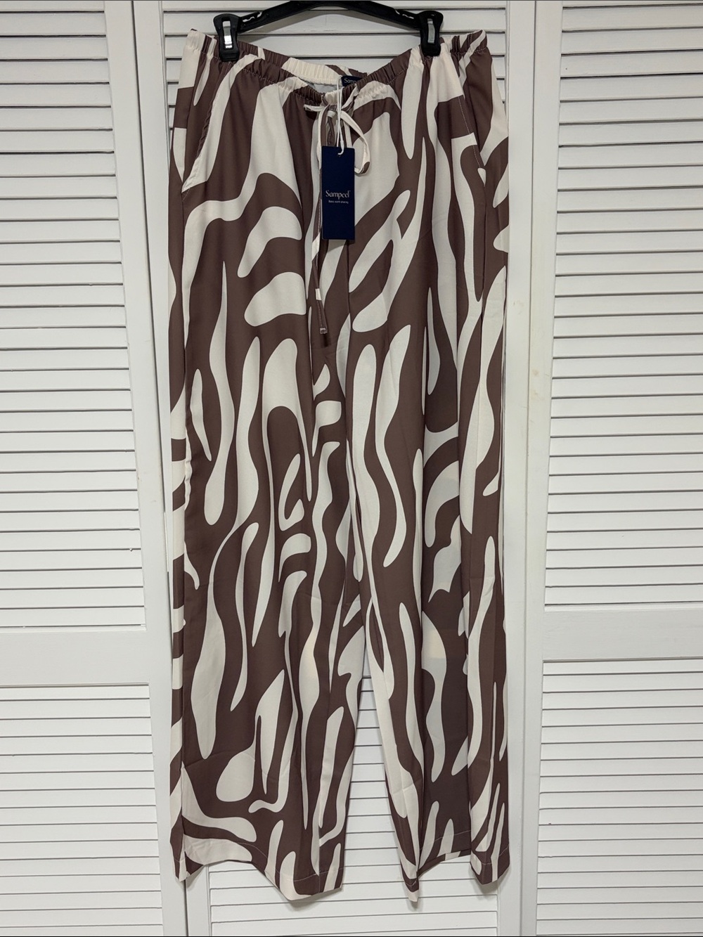 Santorini Wide-Leg Pull-On Pants in Brown & Cream Zebra Print